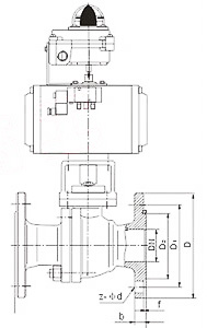 Q641F氣動(dòng)球閥外形尺寸圖