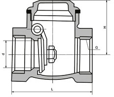 H14W螺紋止回閥外形尺寸圖