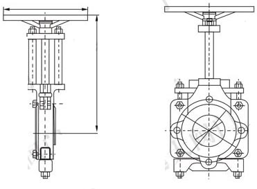 ZT9928手動(dòng)漿料閘閥外形尺寸圖