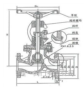 J41N液化氣截止閥外形尺寸圖