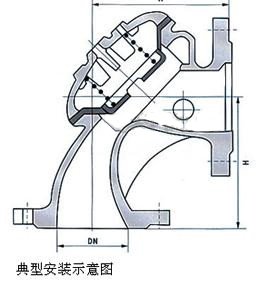 100A角型定水位閥外形尺寸圖