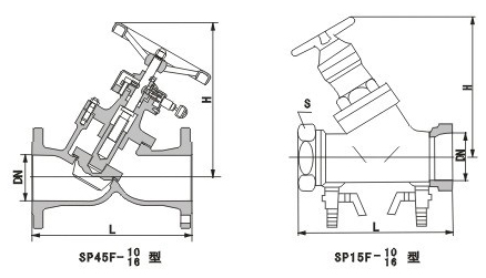 SP45、SP15數字鎖定平衡閥外形尺寸圖